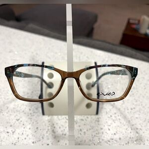 NEW Exces Women’s Brown/ Blue Plastic Eyeglass Frames - Fits Smaller Faces Best!